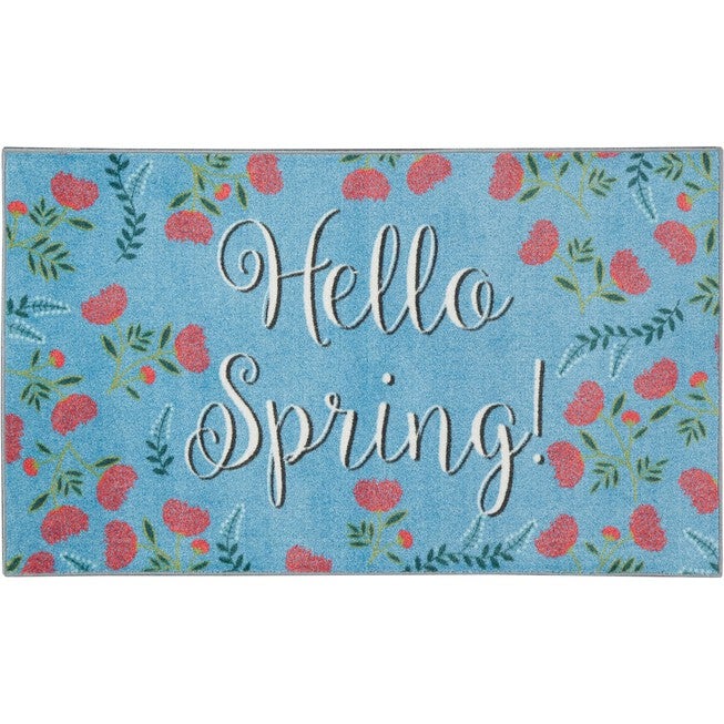 Hello Spring Blue Kitchen Rug, BLUE, hi-res image number 0
