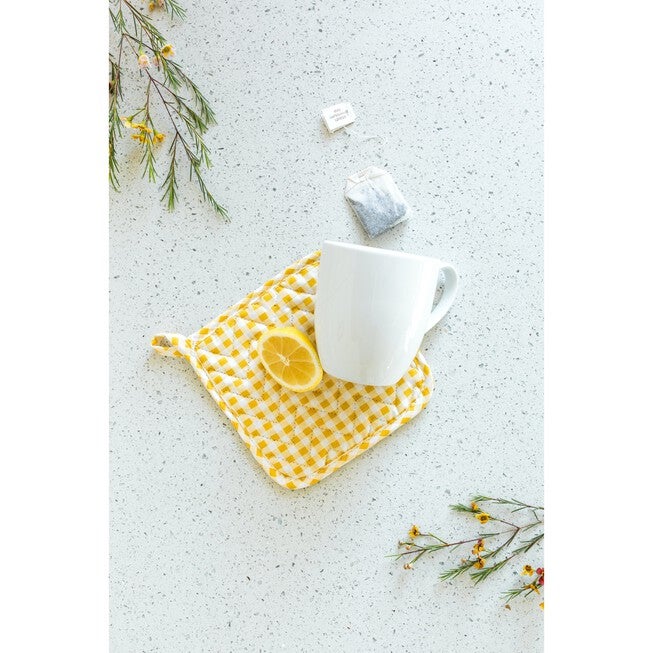 Gingham Pot Holder - Set of 2, YELLOW, hi-res image number 0