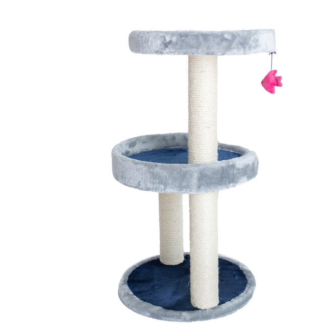 Three-Level Compact Real Wood Cat Scratcher With Perch, , alternate image number null