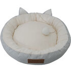 Stripe Printing poly-cotton cozy round cat bed , 18 inch, , on-hover image number null