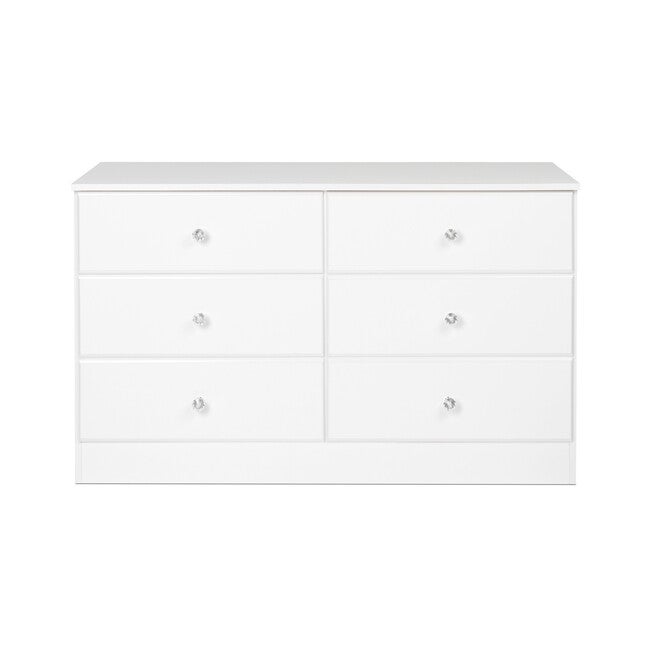 Astrid 6-Drawer Dresser with Acrylic Knobs, White, , alternate image number null