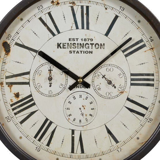 Brown Vintage Metal Wall Clock, , alternate image number null