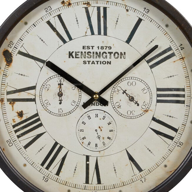 Brown Vintage Metal Wall Clock, , alternate image number 5