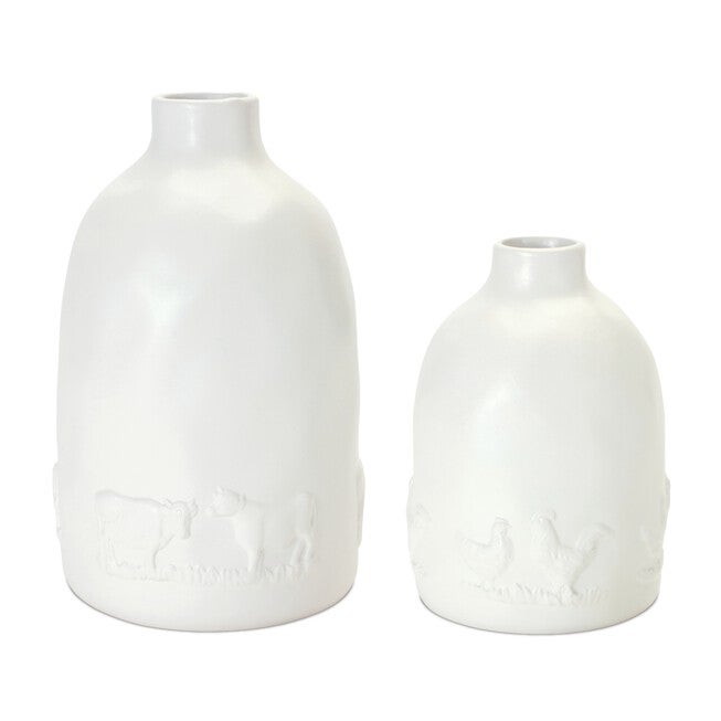 Farm Animal Vase (Set of 2) 4.25 inchesD x 6.25 inchesH, 5.25 inchesD x 8.5 inchesH Ceramic, WHITE, hi-res image number null