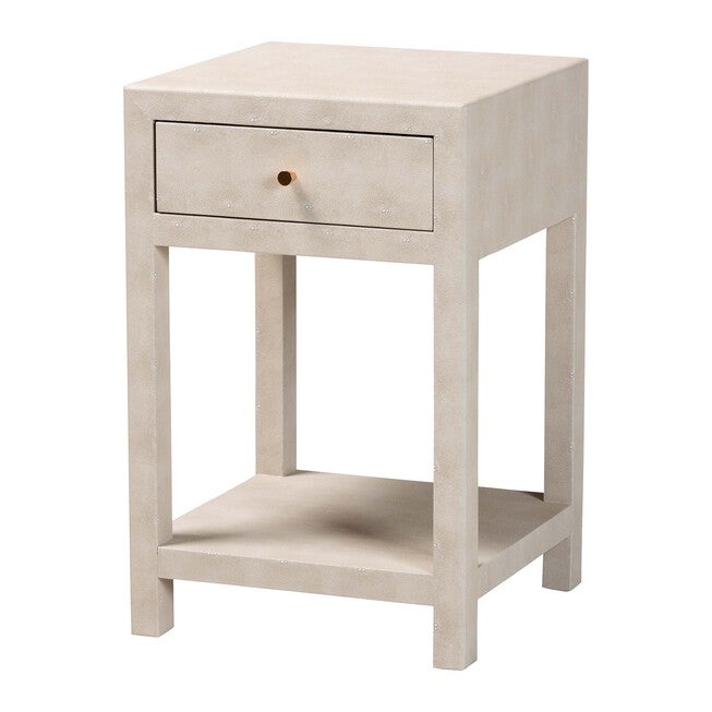 Dansby Modern Beige Faux Shagreen 1-Drawer End Table, BEIGE, alternate image number 1