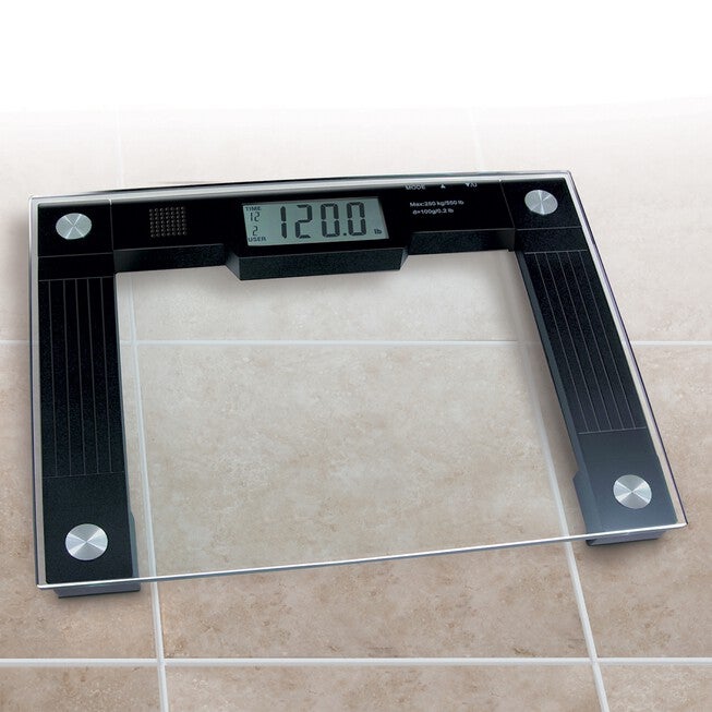 Simple 550 lbs. Weight Capacity Extra Wide Talking Scale, Clear