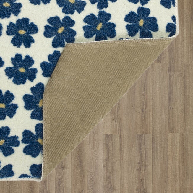 Simple Floral Navy Kitchen Rug, , alternate image number null