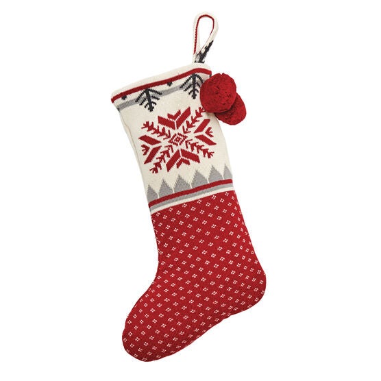 Snowflake Knit Christmas Stocking Indoor Christmas Decor