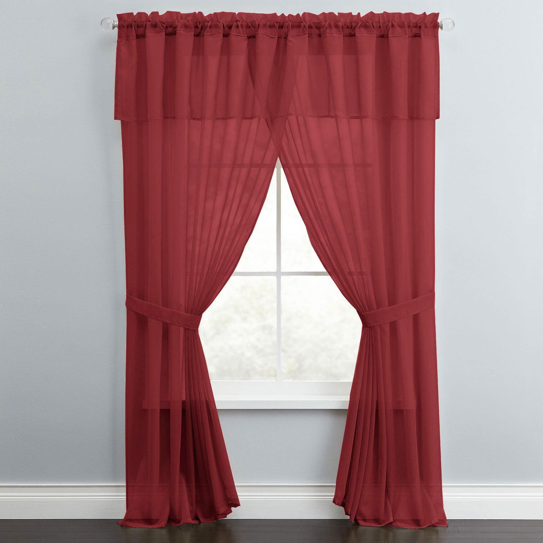 BH Studio Sheer Voile 5-Pc. One-Rod Curtain Set