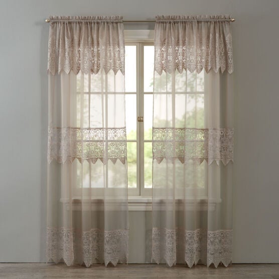 Valerie Sheer Lace Rod Pocket Panel With Attached Valance Sheer