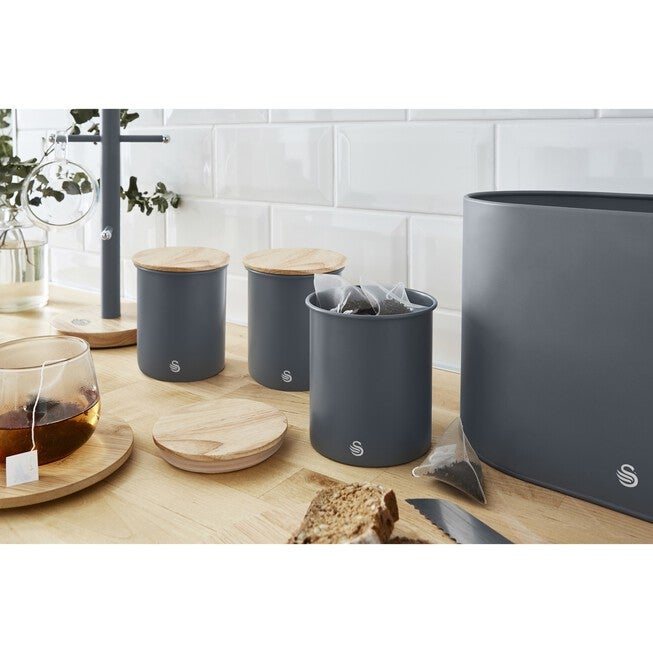 Nordic Set Of 3 Cannisters - Grey, , alternate image number null