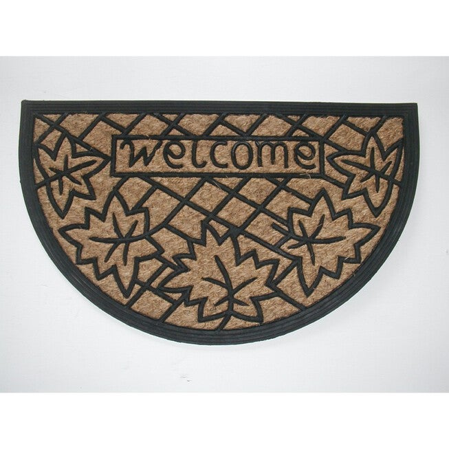 Welcome Leaves Hr Flat Weave Coir Mat With Rubber Backing Floor Coverings, MULTI, hi-res image number null