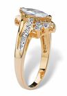 Gold-Plated Marquise Cut Engagement Ring Cubic Zirconia, , on-hover image number 1