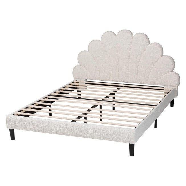 Albion Boucle Upholstered Platform Bed, CREAM, alternate image number null