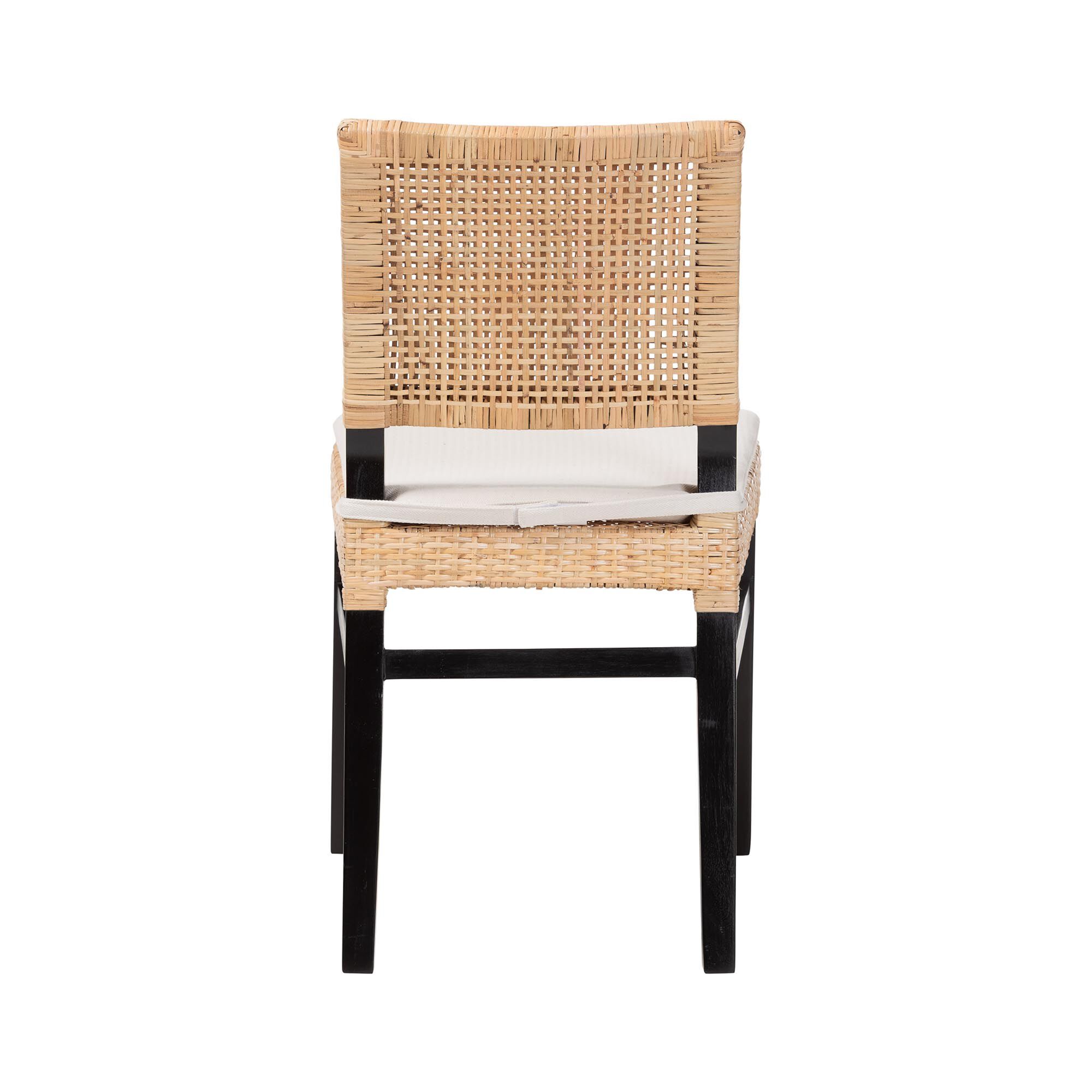 Lesia Natural Rattan Dining Chair with Cushion, BROWN, alternate image number 4