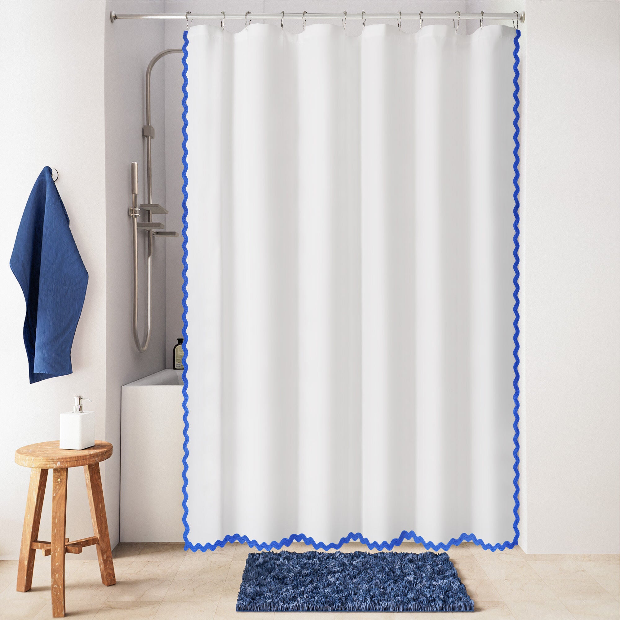 Scalloped Fabric Shower Curtain
