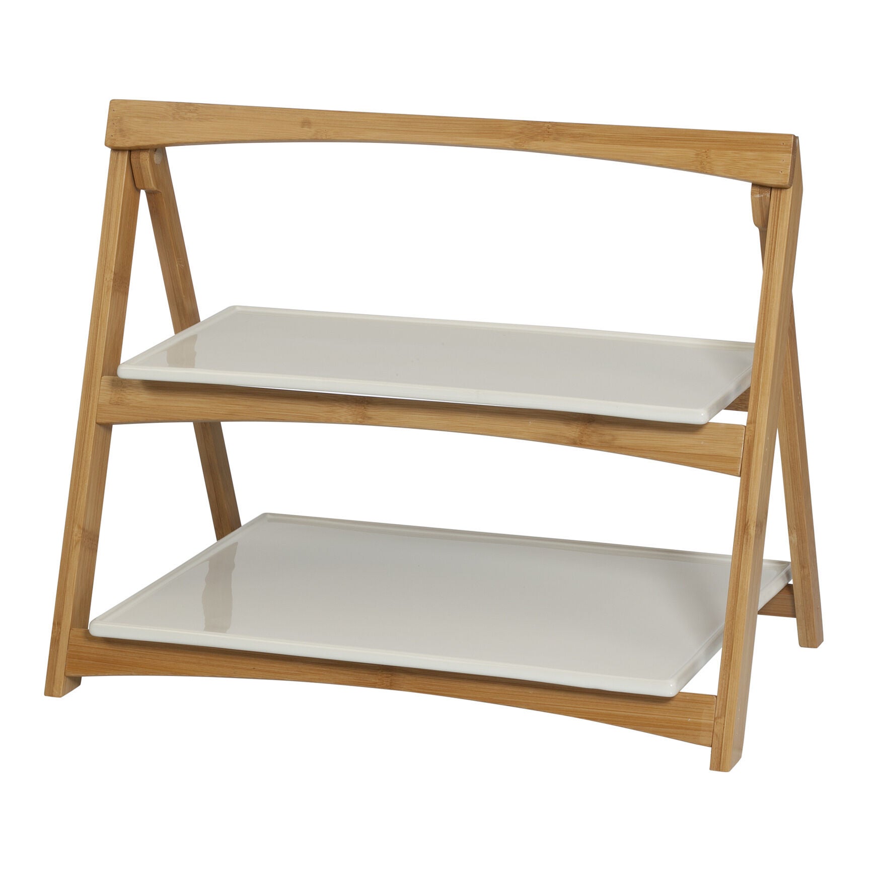 CreativeWare 2-Tiered 'TableStyles' Bamboo and Stoneware Folding Ladder Server CreativeWare 2-Tiered 'TableStyles' Bamboo and Stoneware Folding Ladder Server