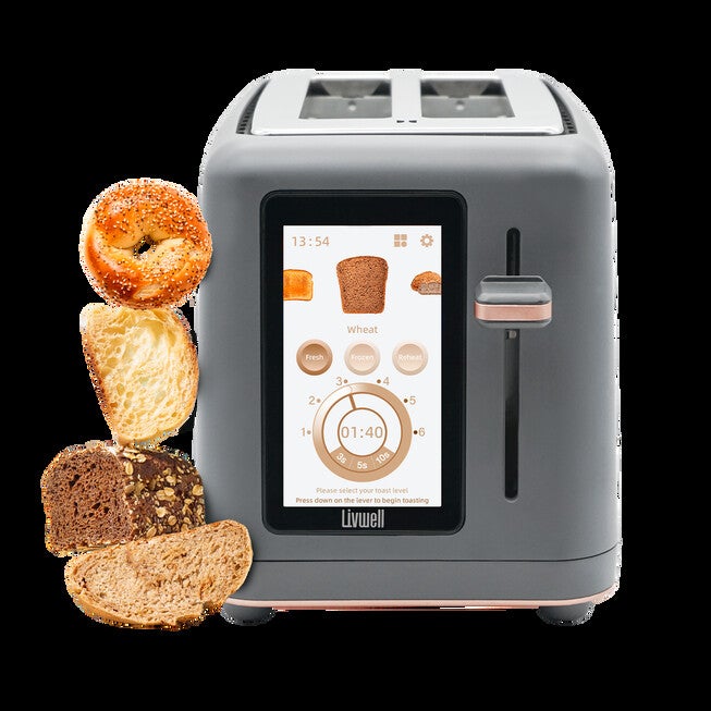 Livwell Touch IQ Matte Grey 2-Slice Toaster, MATTE GREY, hi-res image number null