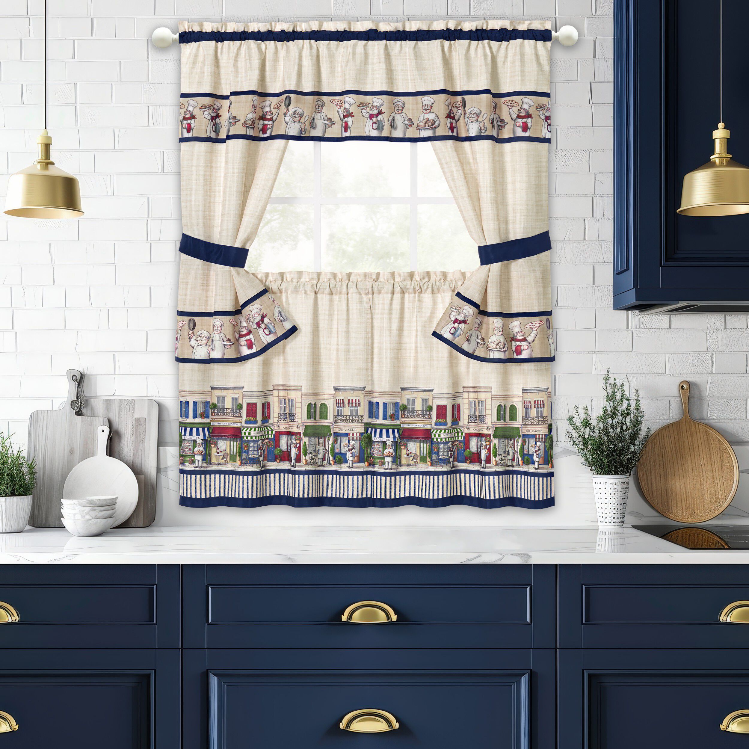 Bon Appetit - Printed Cottage Window Curtain Set
