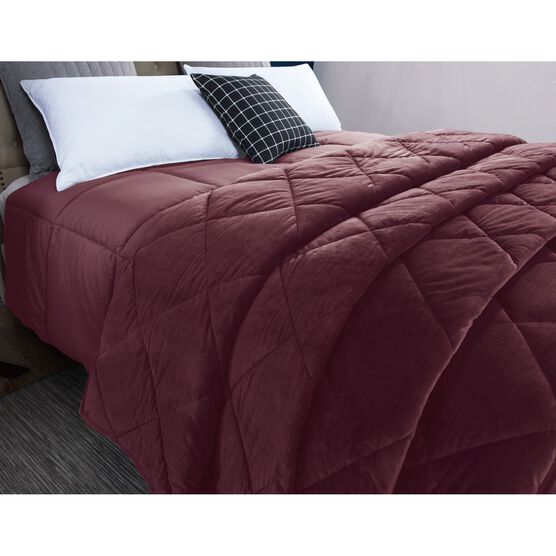 2pc Velvet Blanket & Down Alternative Comforter Set, Tawny Port, , alternate image number null