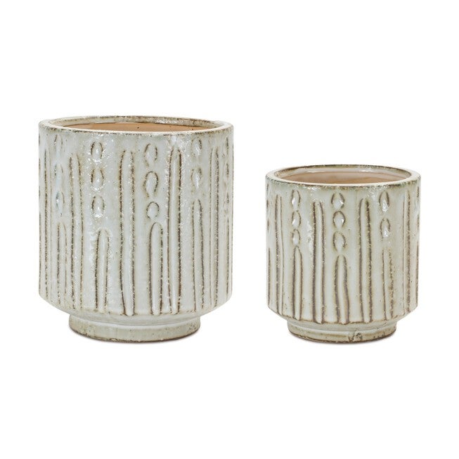 Pot (Set of 2) 5 inchesD x 5.25 inchesH, 6 inchesD x 6.5 inchesH Terra Cotta, CREAM/BROWN, hi-res image number null
