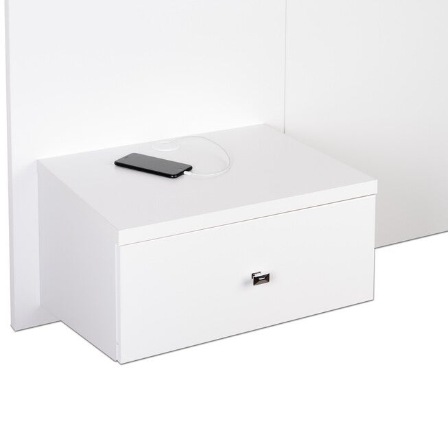 Floating Queen Headboard with Nightstands, White, , alternate image number 5