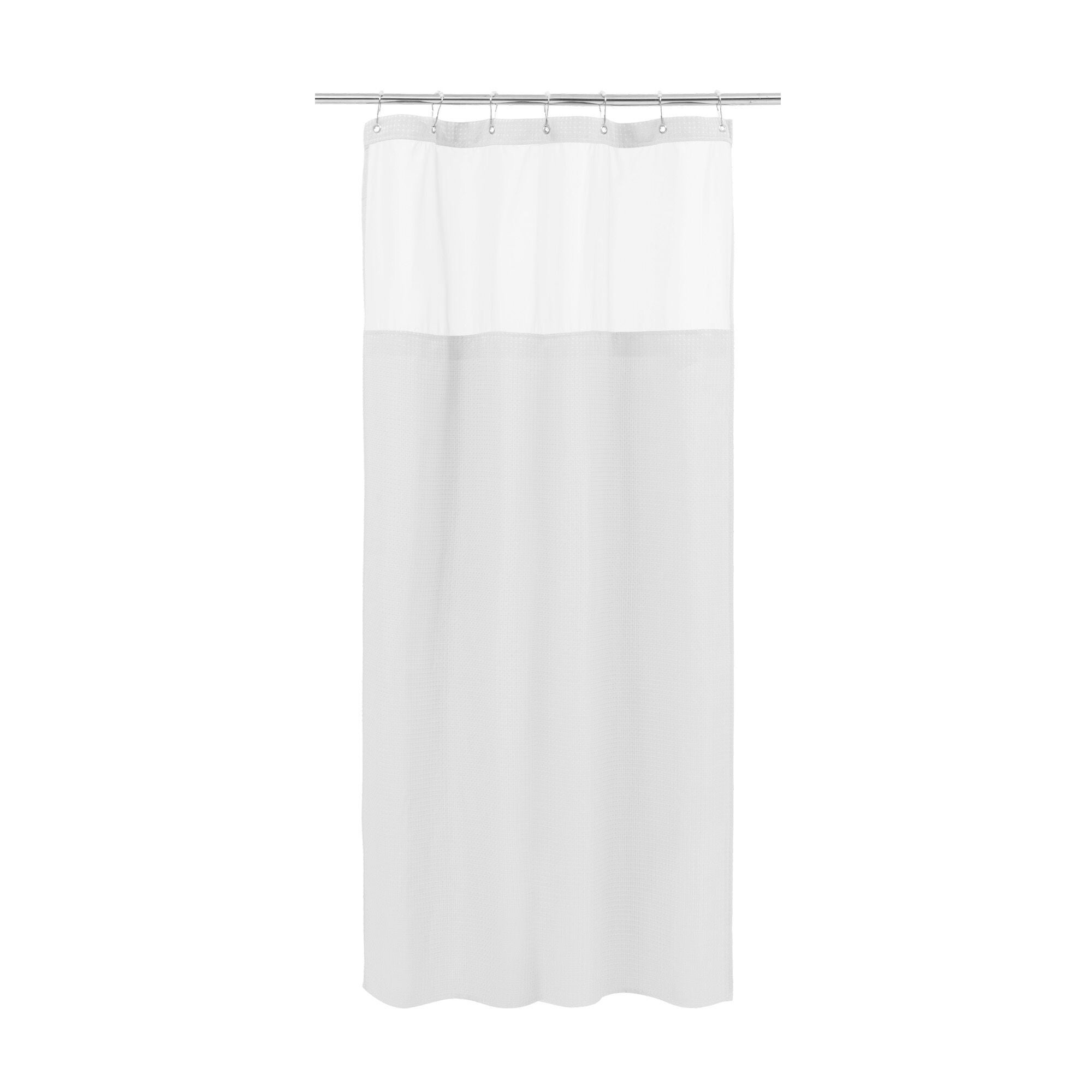 Dobby Waffle Shower Curtain with Snap-in Liner, Hooks included, WHITE, alternate image number 5