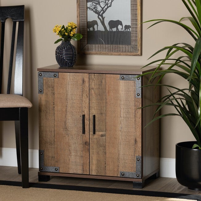 Cyrille Farmhouse Rustic Wood 2-Door Shoe Cabinet Furniture, , alternate image number 6