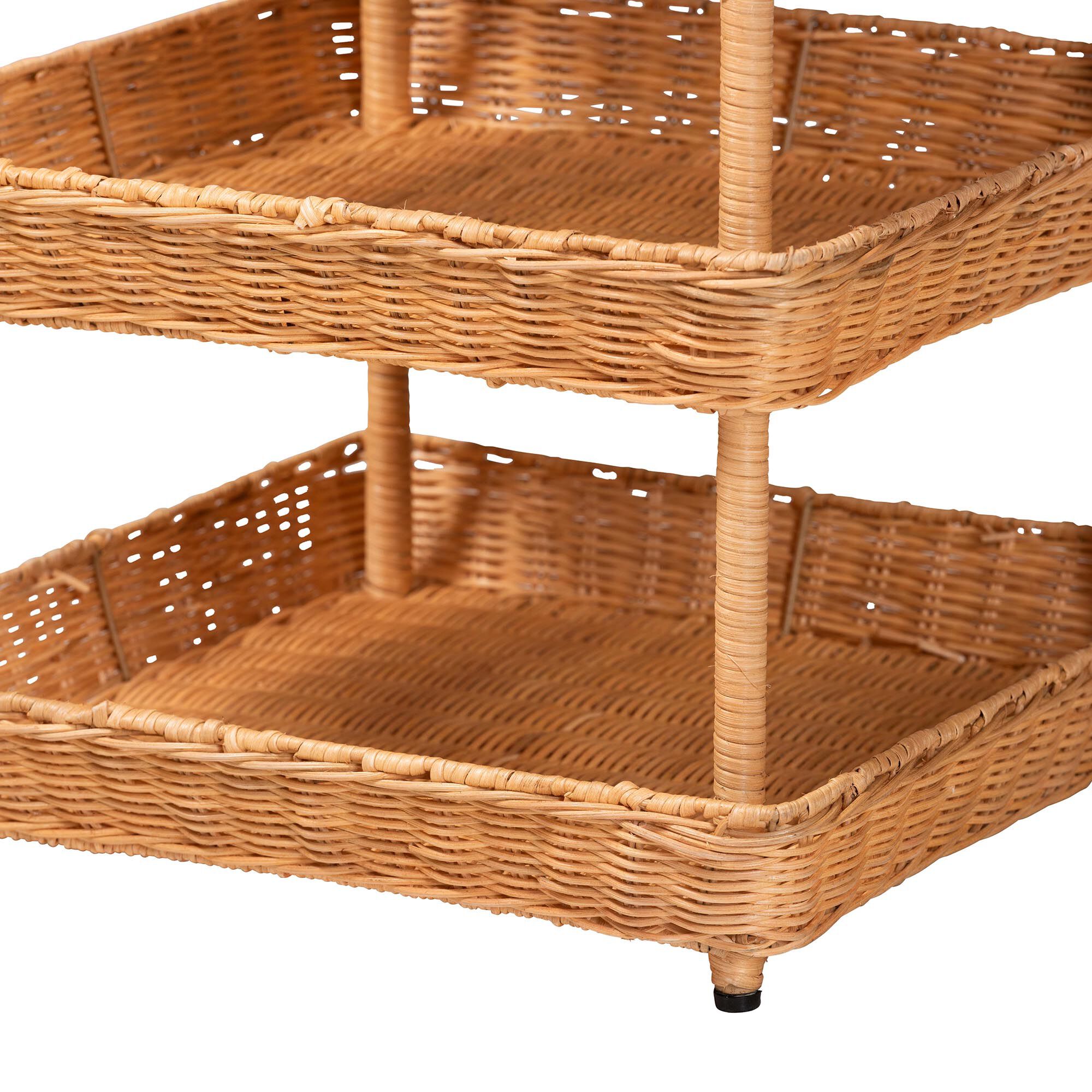 Asante Natural Rattan 3-Tier Display Shelf with Pagoda Top, HONEY, alternate image number 4