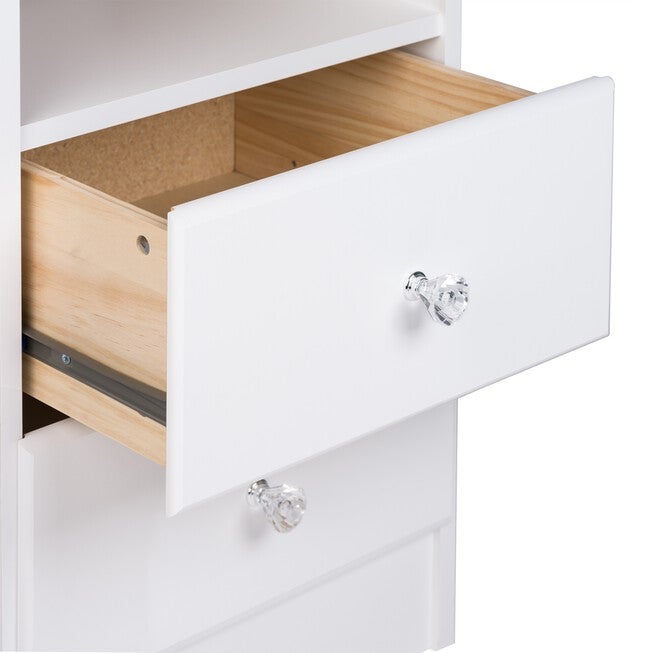 Astrid 6-Drawer Tall Chest with Acrylic Knobs, White, , alternate image number null