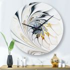 White Stained Glass Floral Art Modern Wall Clock, WHITE, hi-res image number null