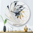 White Stained Glass Floral Art Modern Wall Clock, WHITE, hi-res image number 0