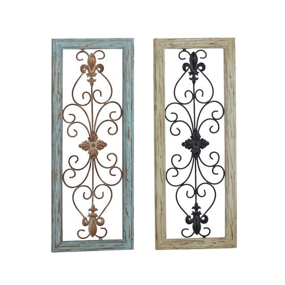 Set Of 2 Multi Colored Wood Rustic Wall Décor, , alternate image number null