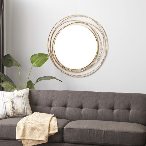Gold Wood Contemporary Wall Mirror, , alternate image number null