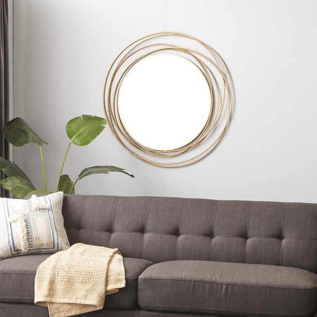 Gold Wood Contemporary Wall Mirror, , alternate image number null