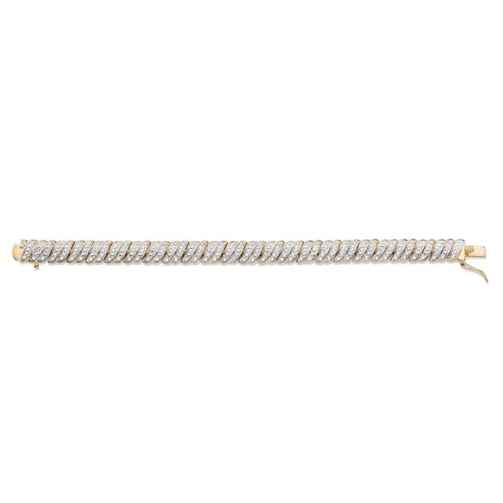 Yellow Gold Plated Tennis Bracelet (10mm), Genuine Diamond Accent 7", , alternate image number null