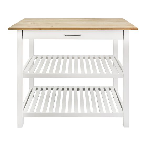 Kitchen Island with Solid Wood Top, NATURAL, hi-res image number null