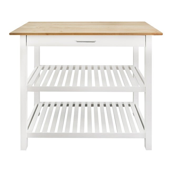 Kitchen Island with Solid Wood Top, NATURAL, hi-res image number 0