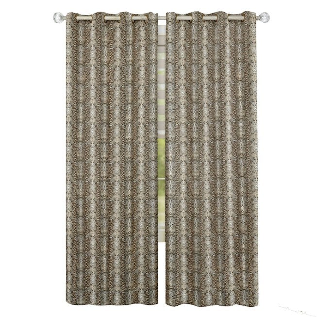 Python Grommet Window Curtain Panel, BROWN GOLD, hi-res image number 0