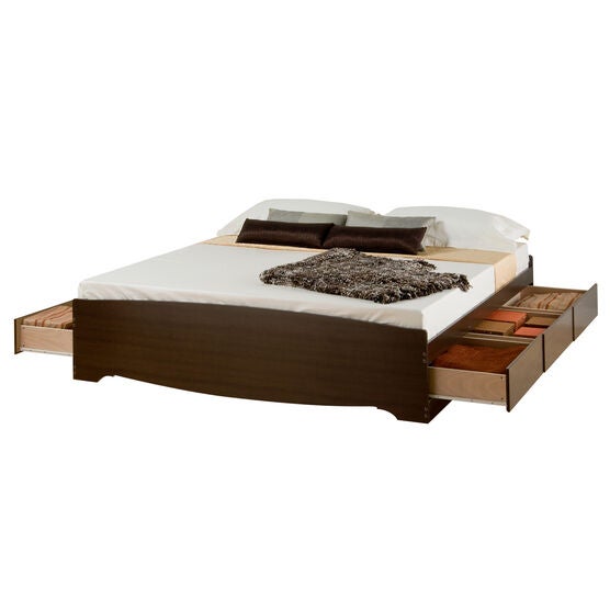 Prepac Fremont Espresso King Platform Storage Bed 6 Drawers