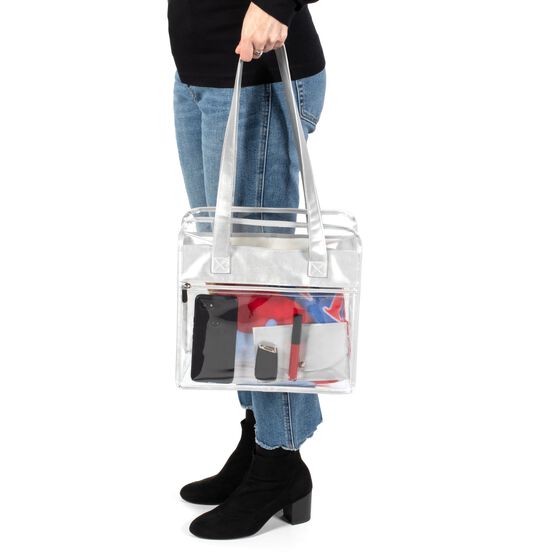 Tote Bag With Wallet, Clear/Red, , alternate image number null