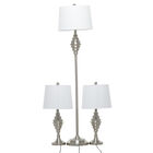Set Of 3 Silver Coastal Table Lamp, , on-hover image number null