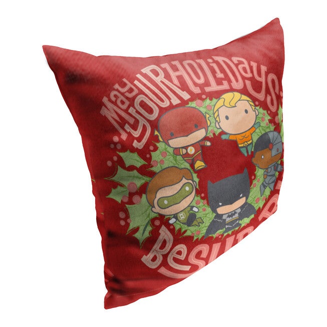 Wb Dc Justice League Super Holidays Printed Throw Pillow, , on-hover image number null