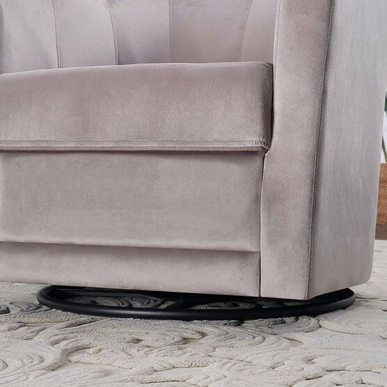 Kappa Velvet Upholstered Swivel Accent Chair, Taupe, , on-hover image number null