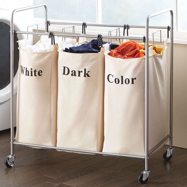 3-Bin Laundry Hamper, TAUPE, hi-res image number 0