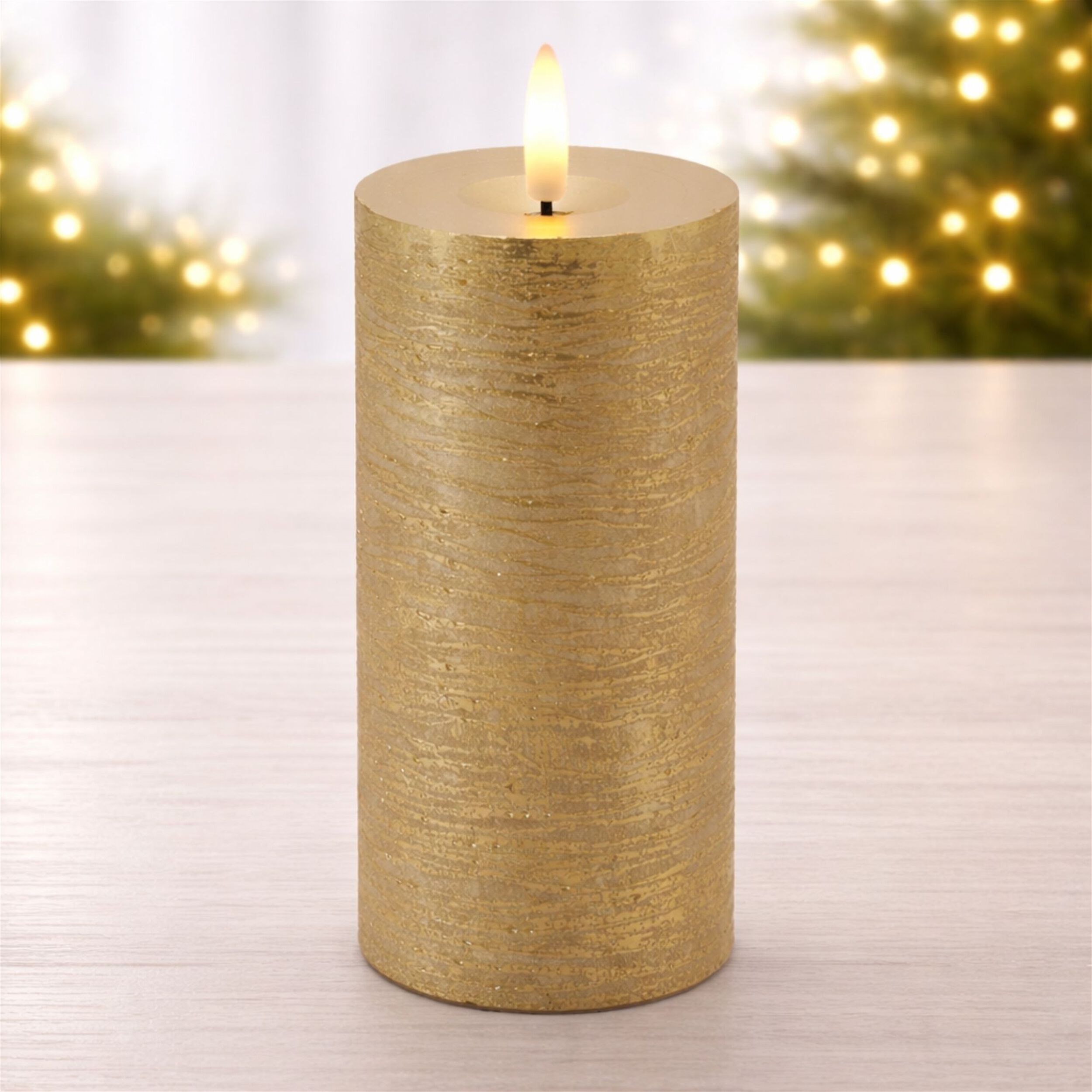 Metallic FIA Wick LED Candle (Set of 2), GOLD, alternate image number 1