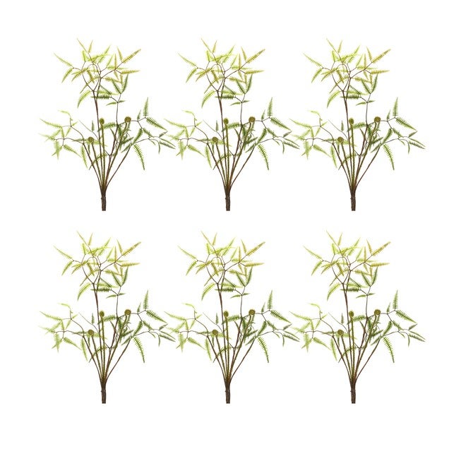 Mini Fern Bush (Set of 6) 19 inchesH Plastic, GREEN/BROWN, hi-res image number 0