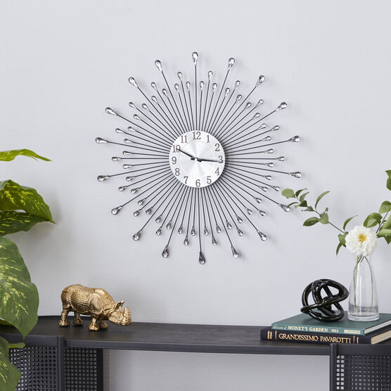 Silver Metal Modern Wall Clock, , alternate image number null