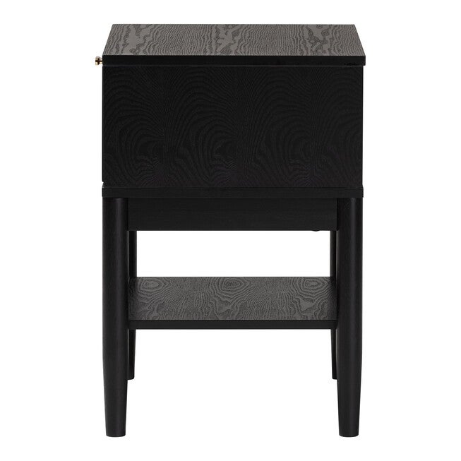 Shirin Mid-Century Beige Fabric and Black Wood 1-Drawer Nightstand, BEIGE/BLACK, alternate image number 4