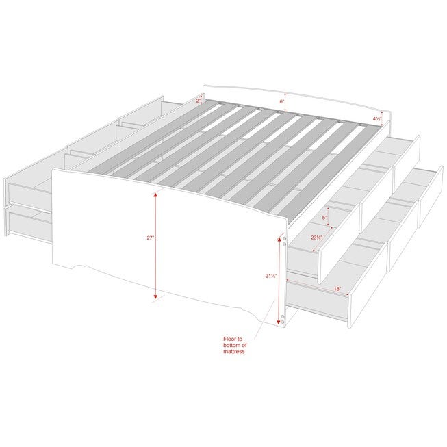 Tall Queen Captain’s Platform Storage Bed with 12 Drawers, , on-hover image number null